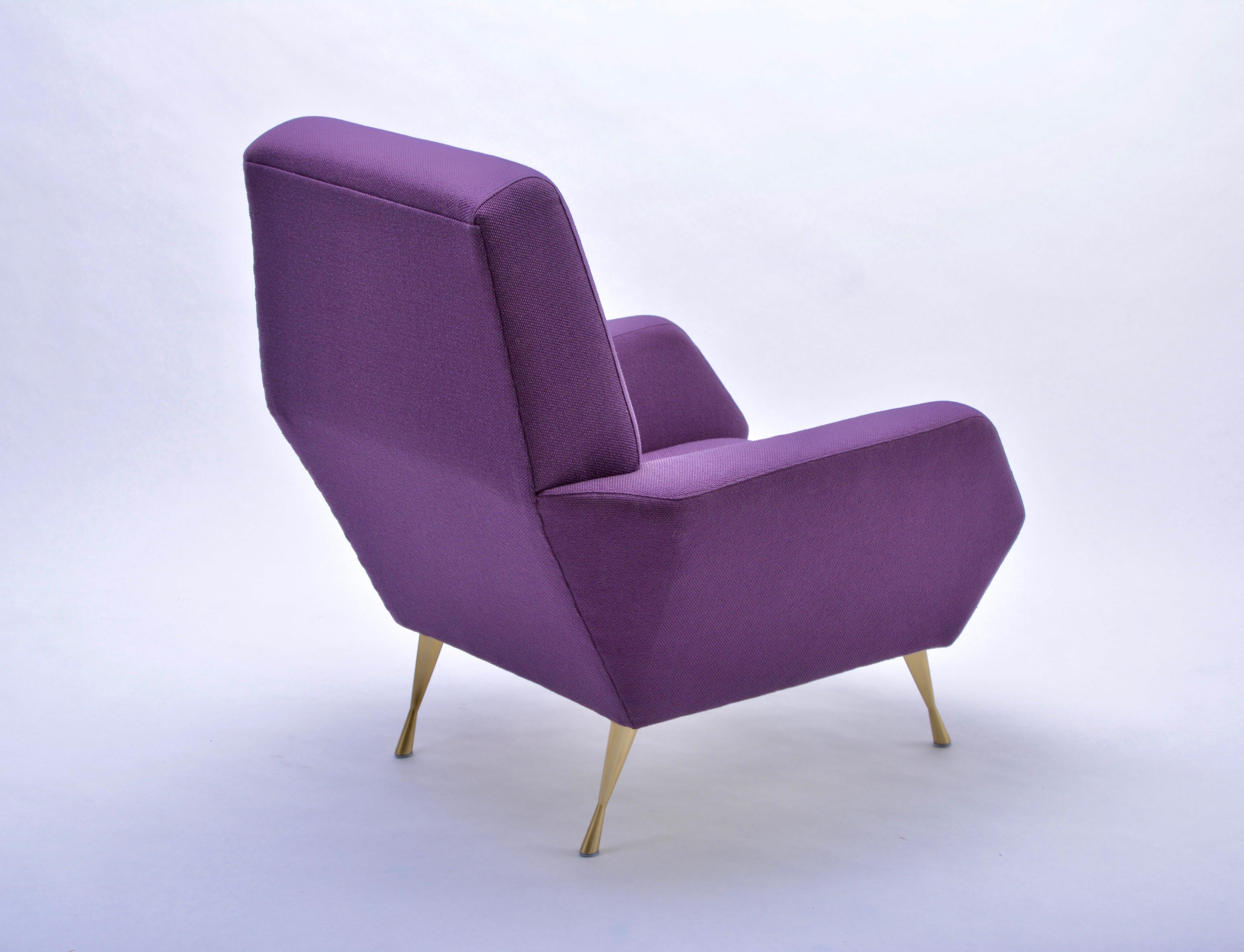 Purple Mid-Century Modern reupholstered ItalianlLounge Chair 1