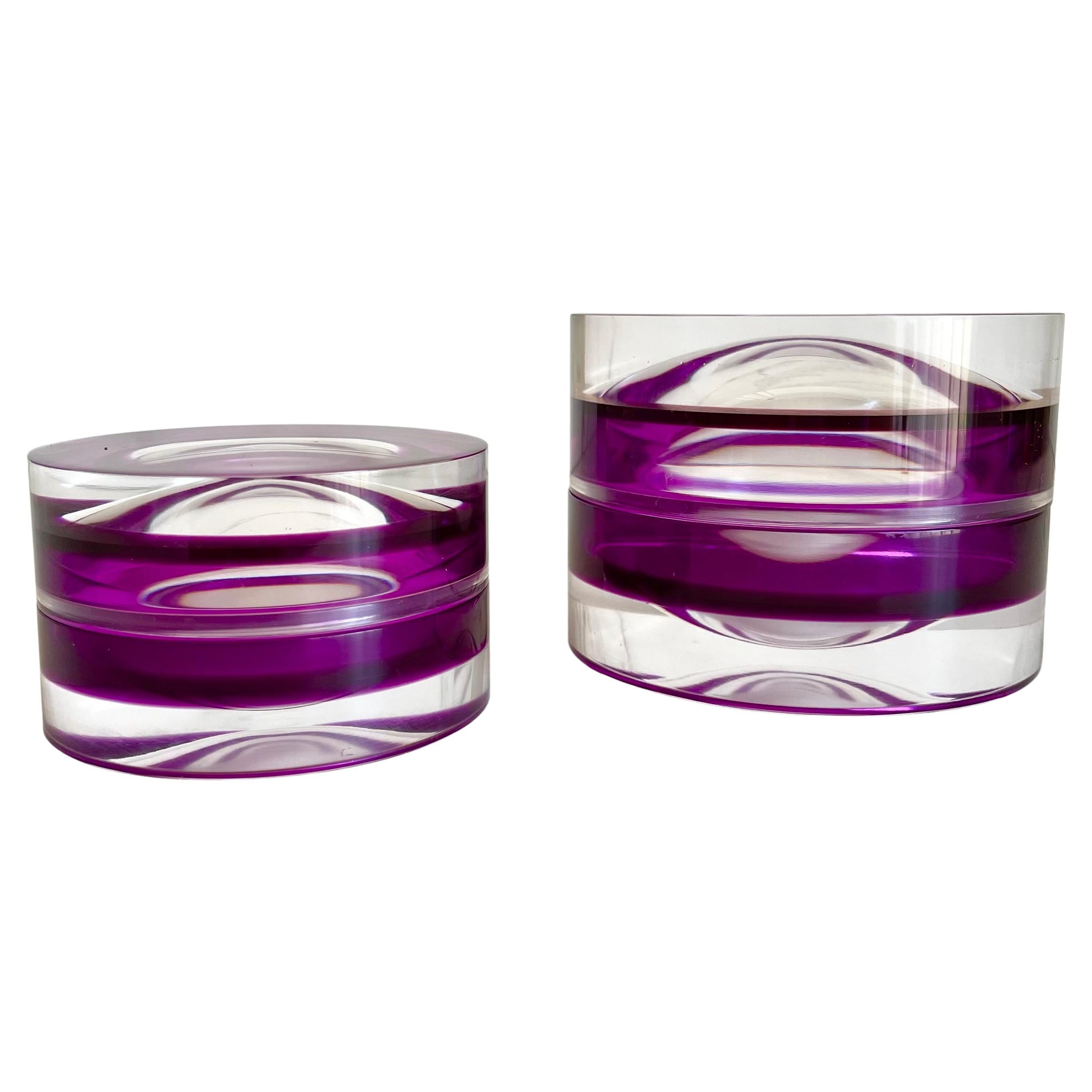 Purple Acrylic Small Round Box by Paola Valle For Sale
