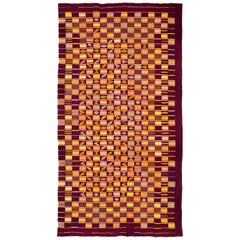 Retro Purple African Ewe Kente Cloth Textile, Midcentury