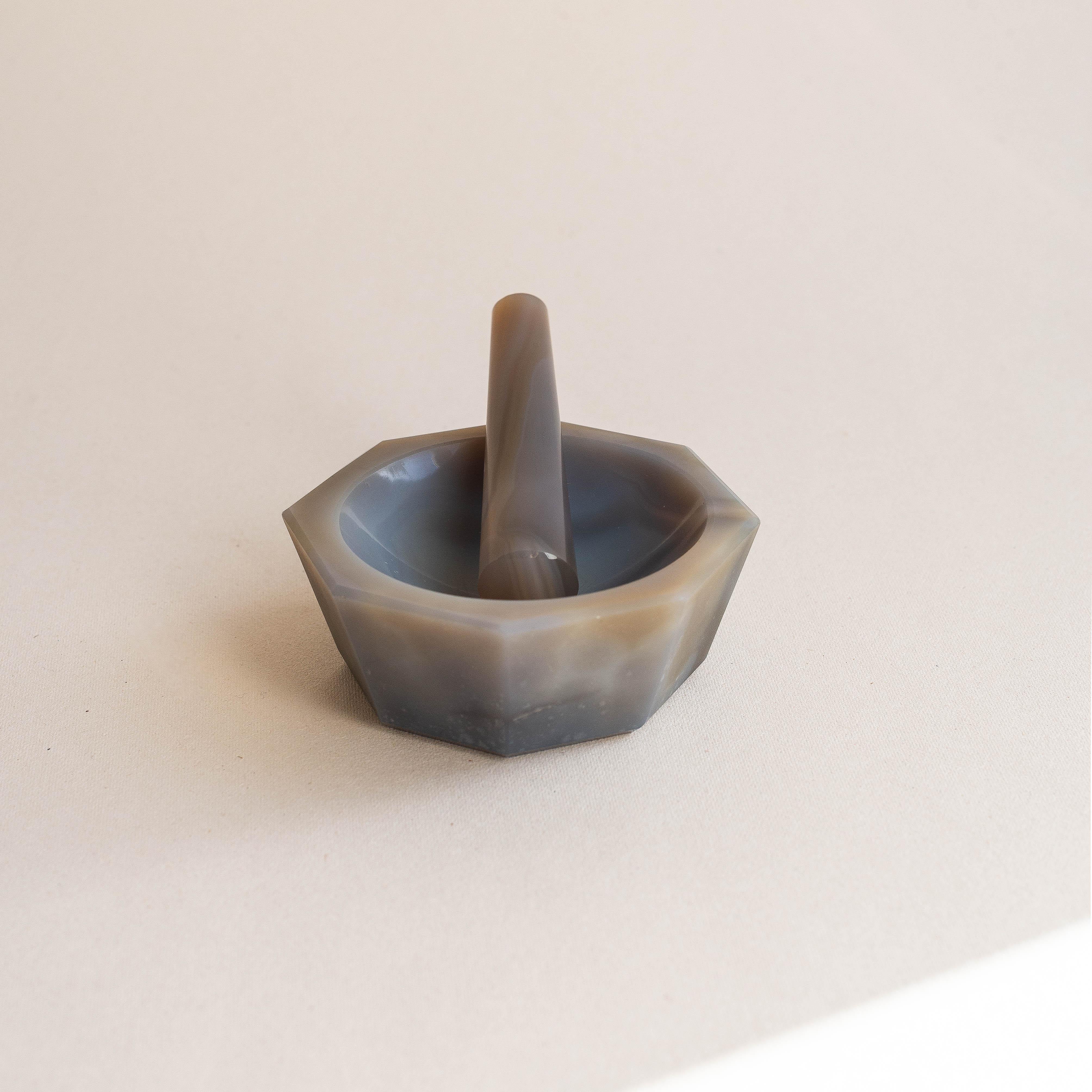 French Purple Agate Mortar and Pestle, France 1970s For Sale