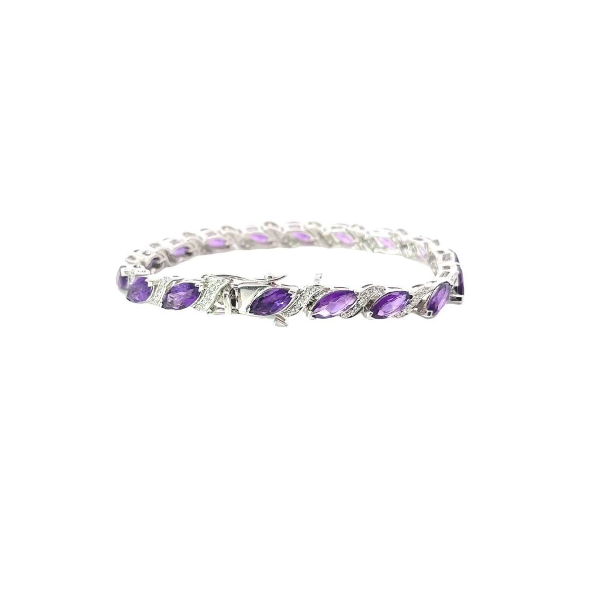 18,92 Karat Marquise Amethyst 925 Sterlingsilber-Tennisarmband für Damen, Geschenk (Art déco) im Angebot