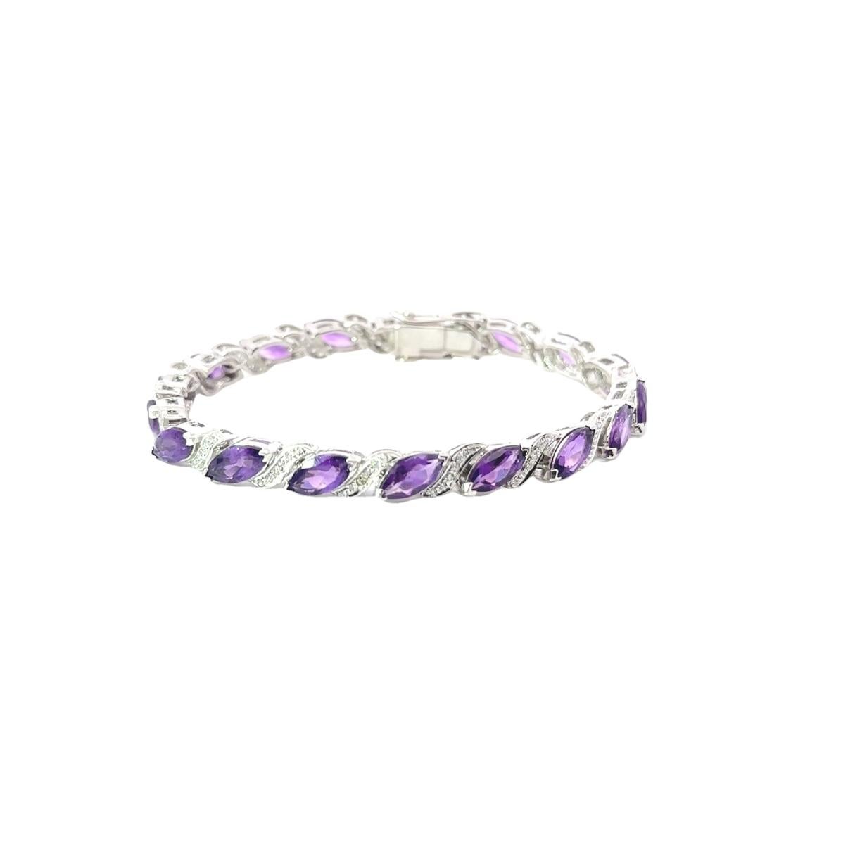 18,92 Karat Marquise Amethyst 925 Sterlingsilber-Tennisarmband für Damen, Geschenk im Angebot 2