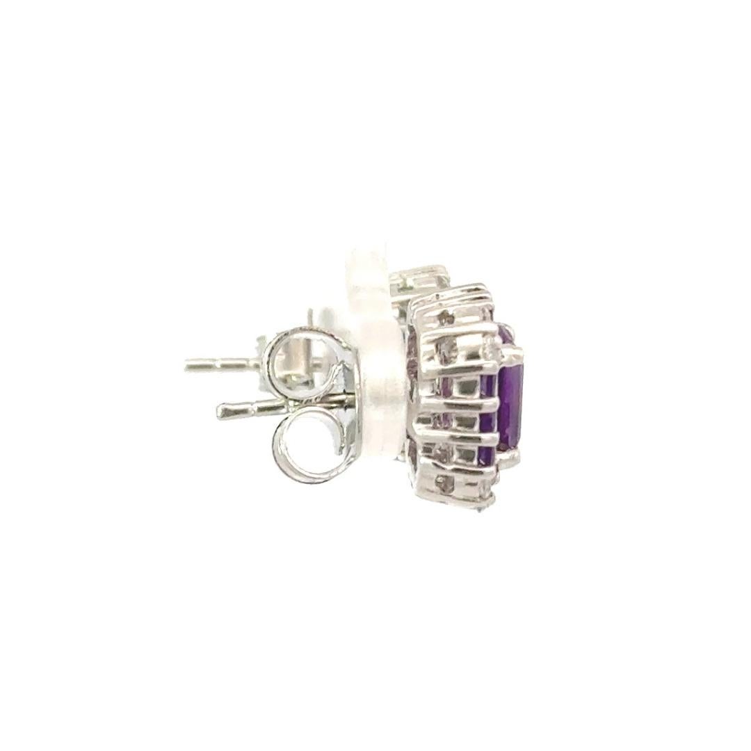 Purple Amethyst 4.15 Carat Sterling Silver Stud Earrings for Mother Gift In New Condition For Sale In New York, NY