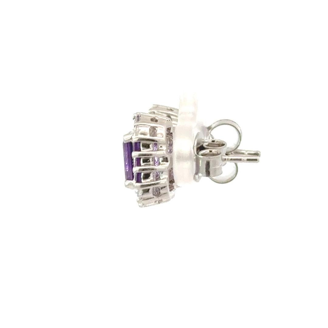 Women's Purple Amethyst 4.15 Carat Sterling Silver Stud Earrings for Mother Gift For Sale