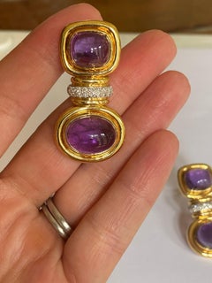 Purple Amethyst and Diamond Estate Earrings