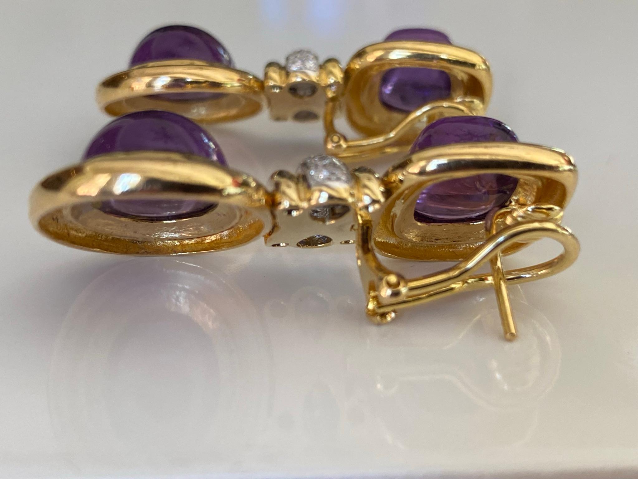 Purple Amethyst and Diamond Estate Earrings  For Sale 1