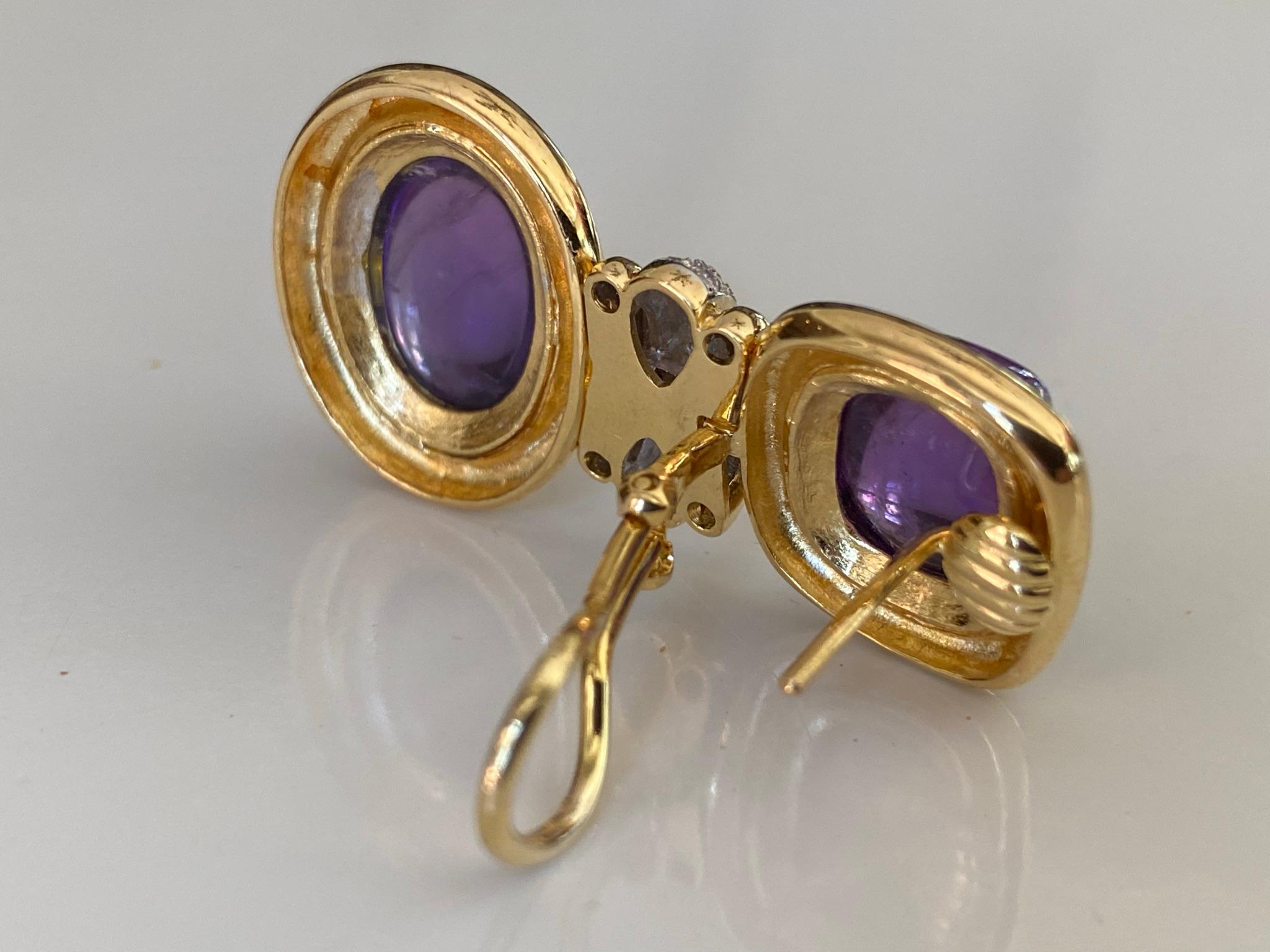 Purple Amethyst and Diamond Estate Earrings  For Sale 2