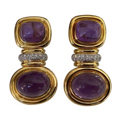 Purple Amethyst and Diamond Estate Earrings