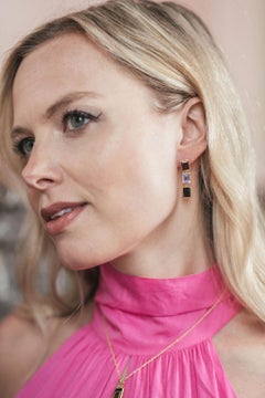 Purple Amethyst and Sky Blue Topaz 2 Drop Earrings