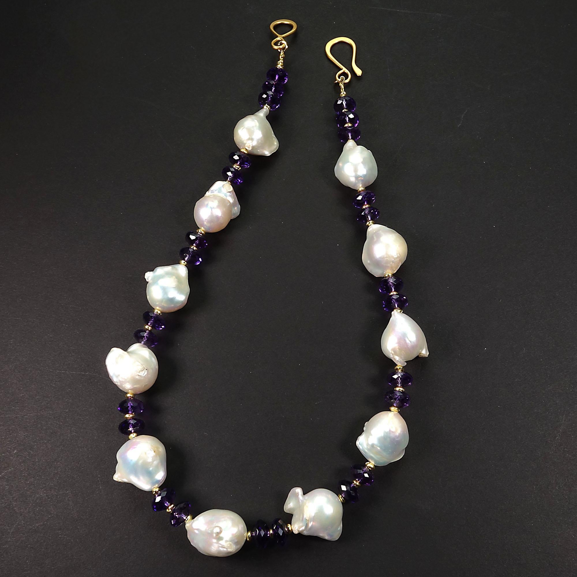 Gemjunky Sophisticated Purple Amethyst and White Baroque Pearl Choker Necklace In New Condition In Raleigh, NC