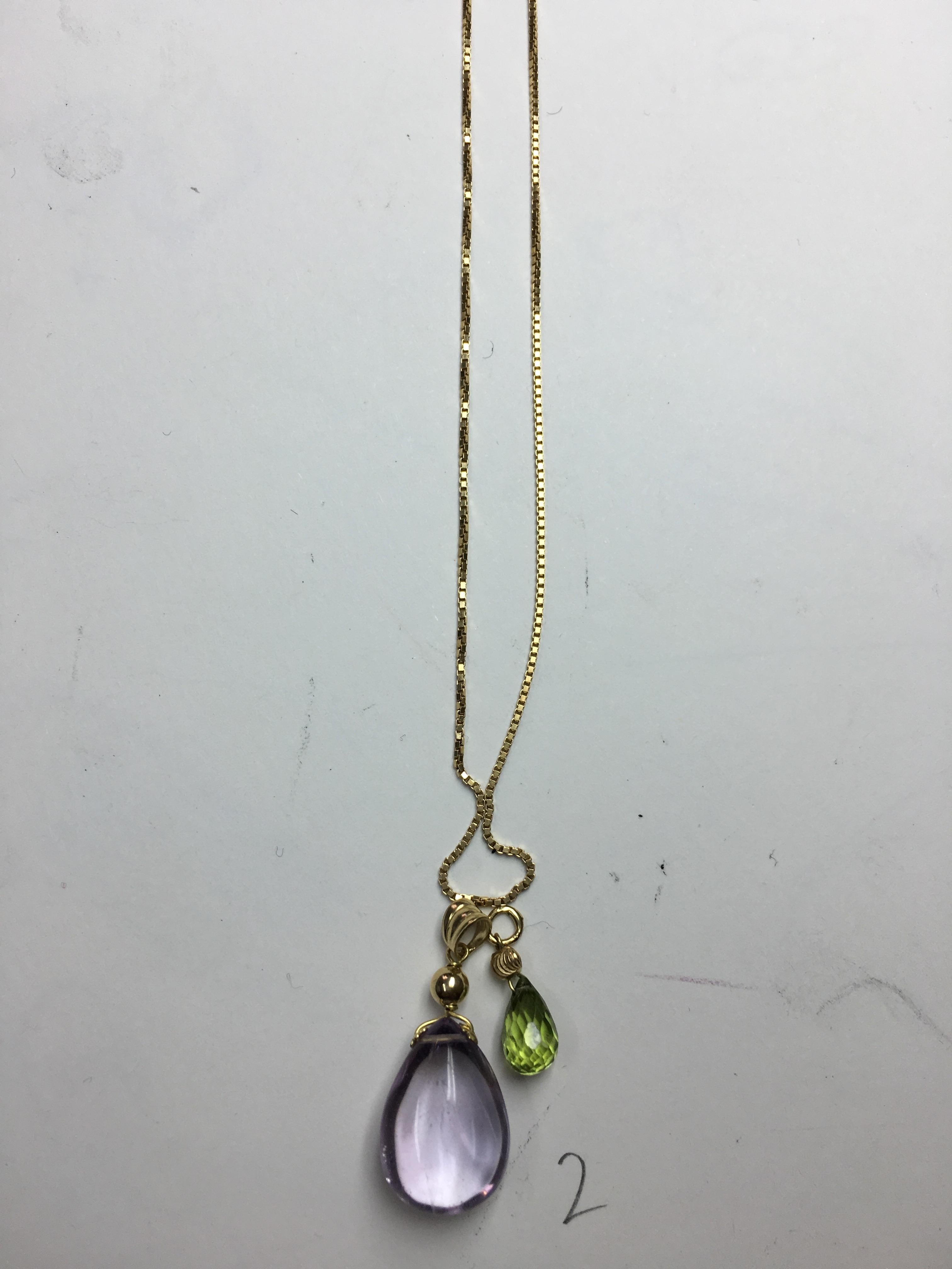 Purple Amethyst and White Diamond Drop Pendant  In New Condition In London, GB