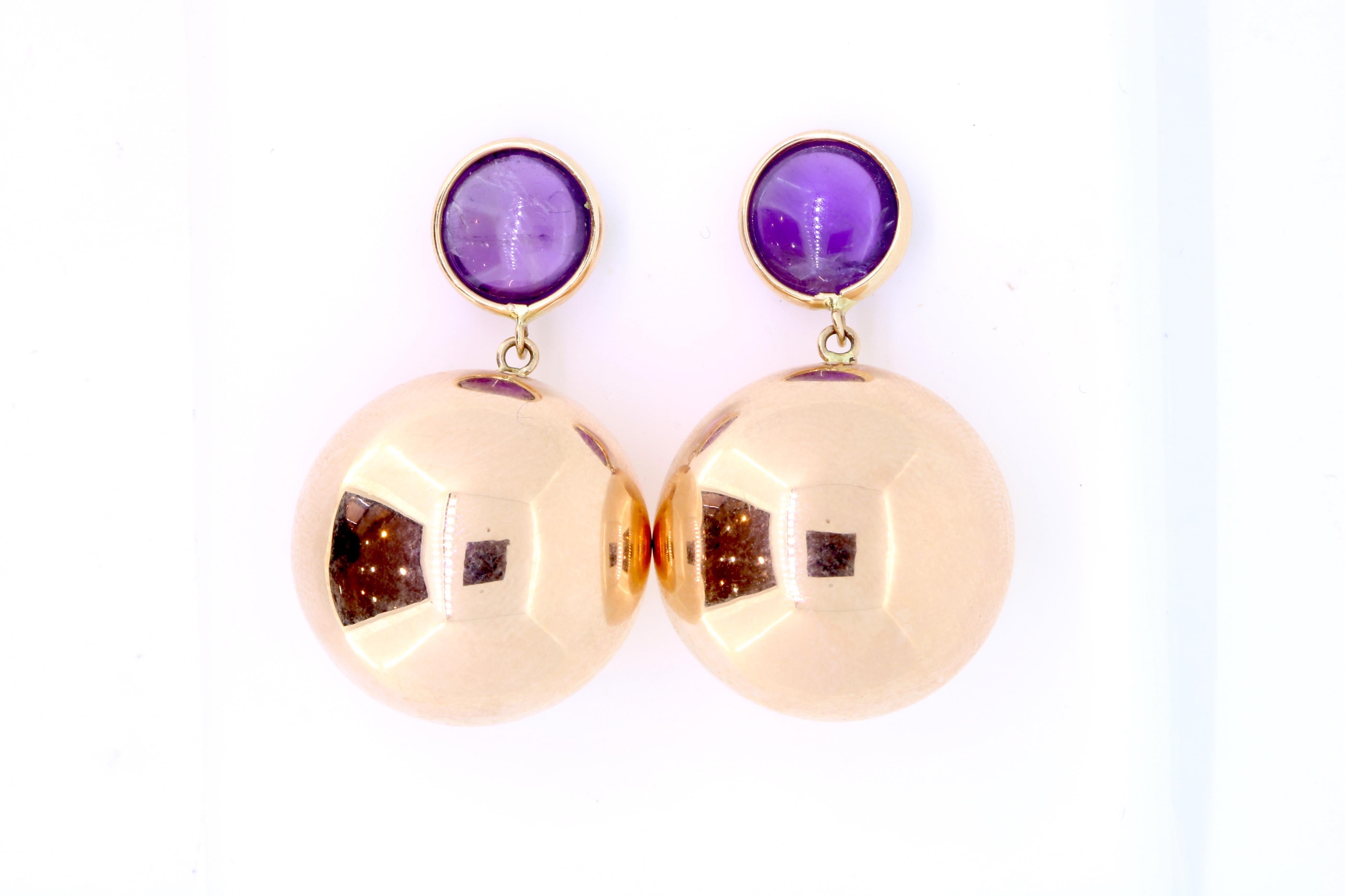 Contemporary Purple Amethyst Ball Earrings