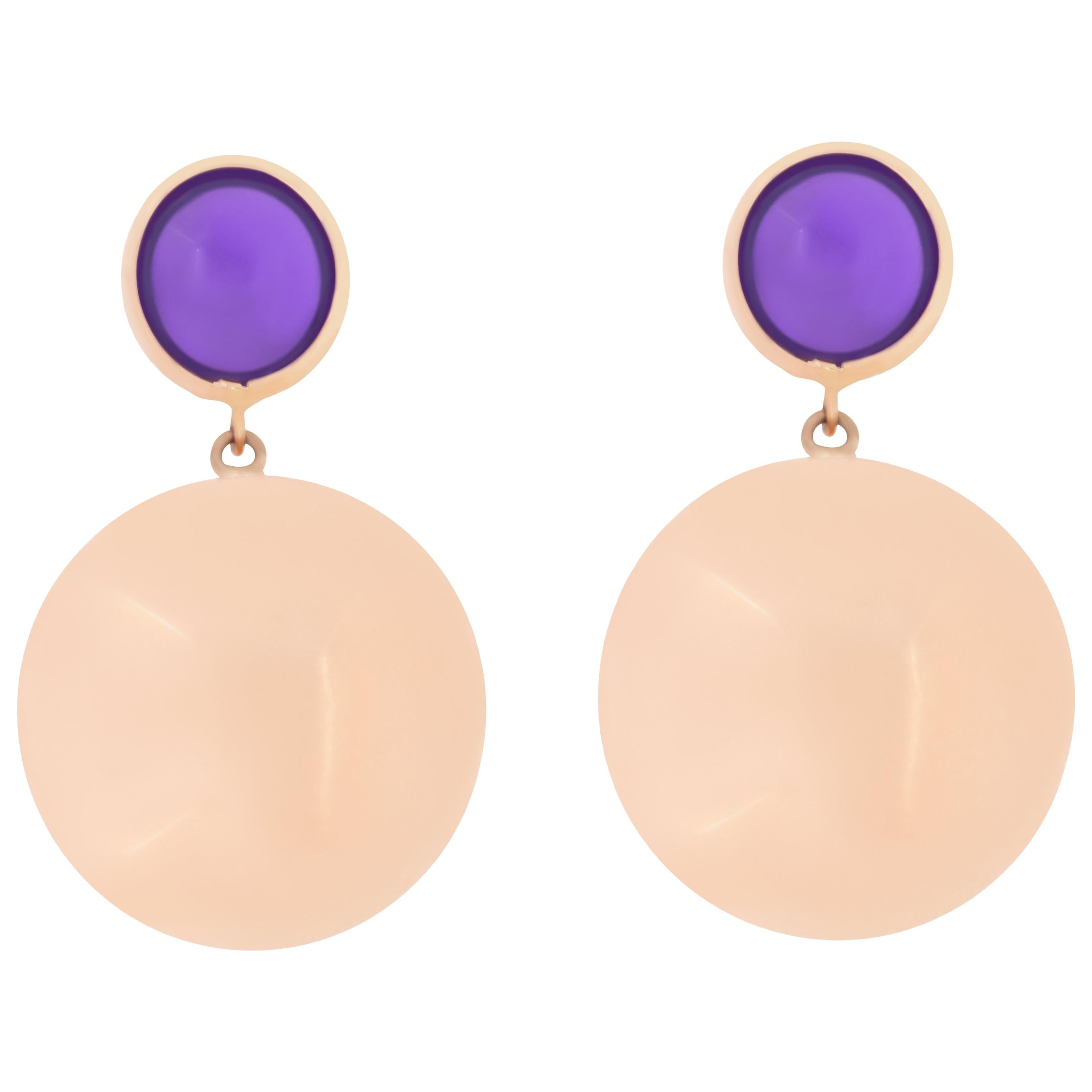 Purple Amethyst Ball Earrings