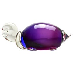Purple Amethyst Blue "Sommerso" Murano Art Glass Italian Tortoise Figurine