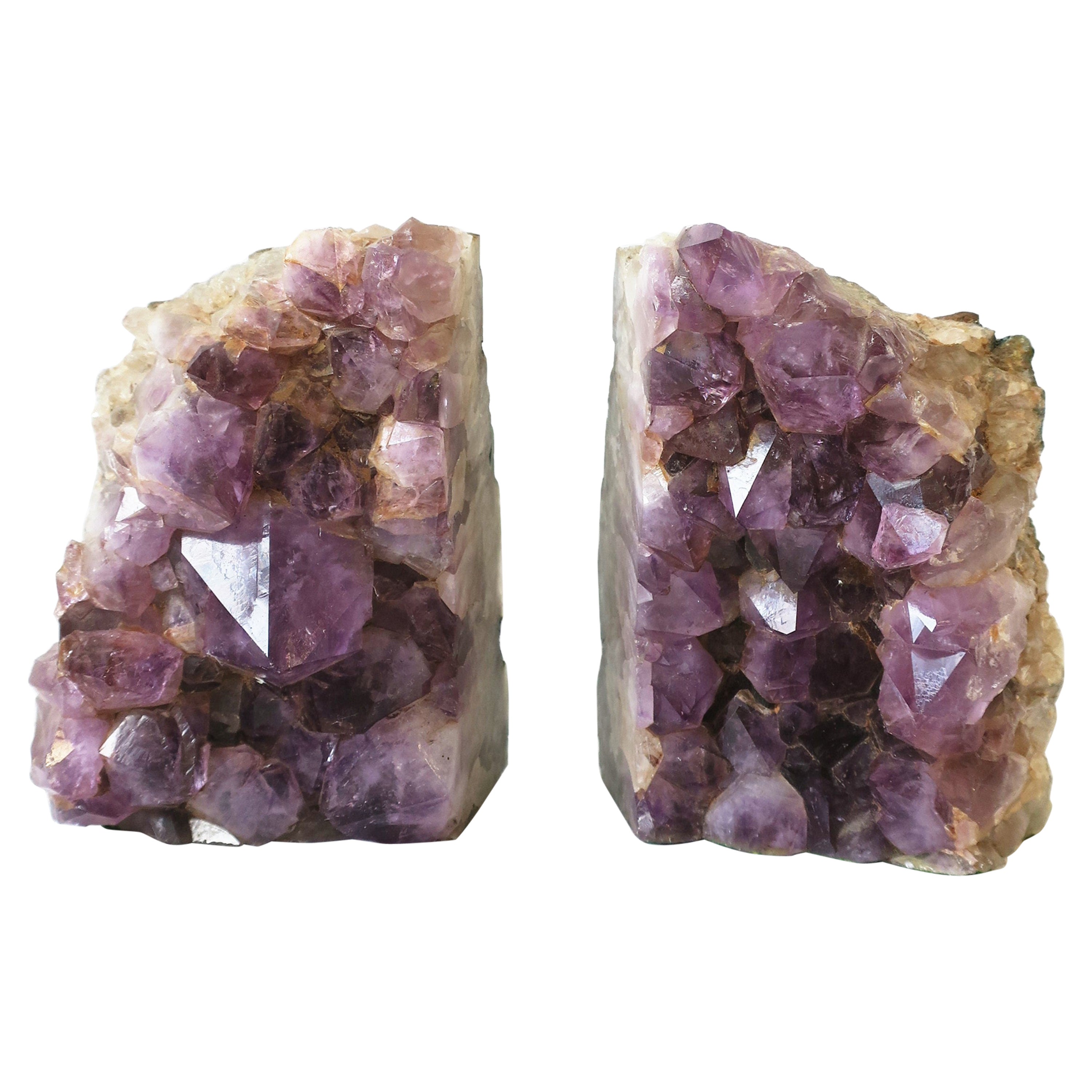 Purple Amethyst Bookends, Pair