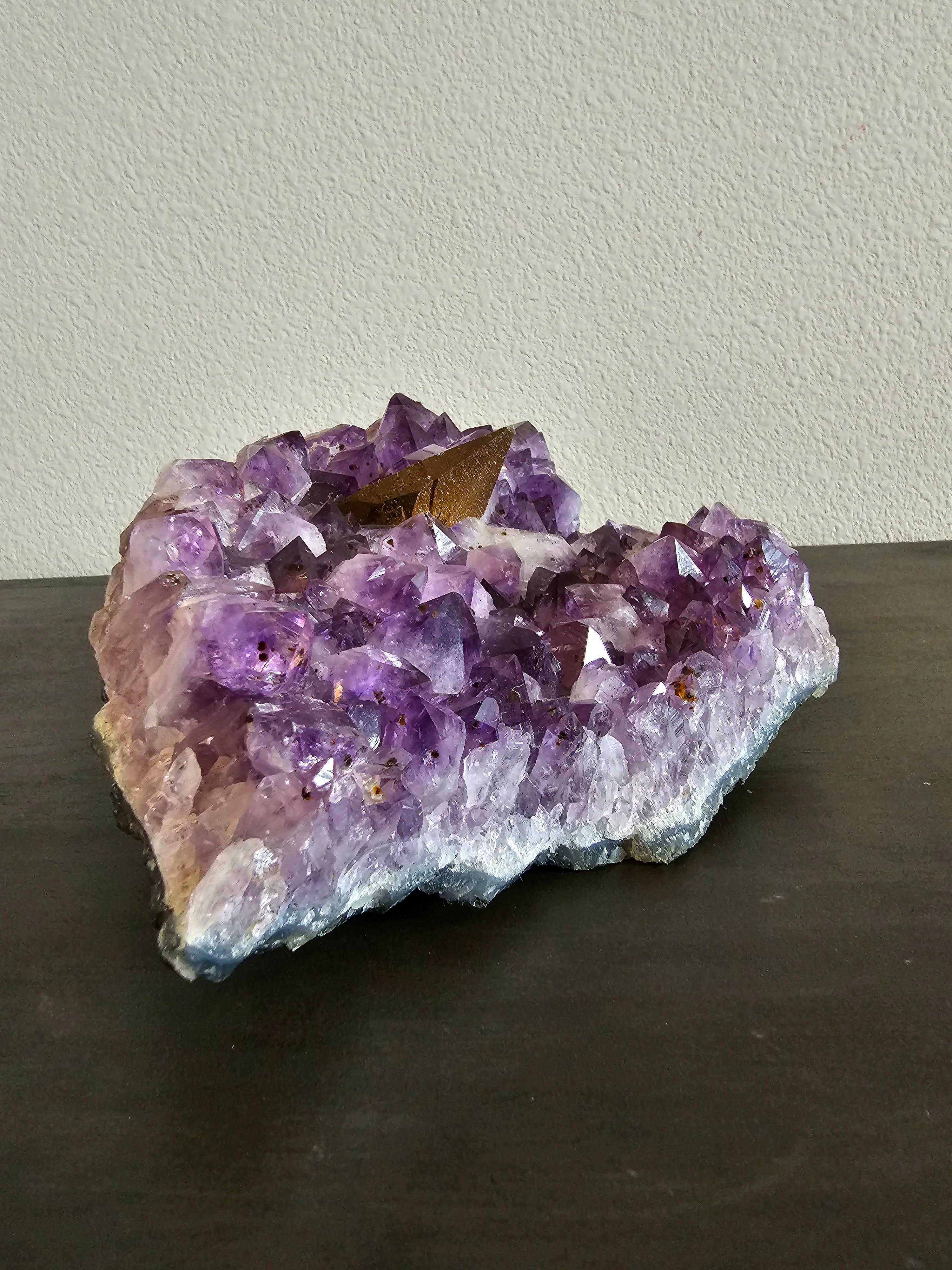 Purple Amethyst Crystal Cluster Slab Calcite Hematite Spike  For Sale 4