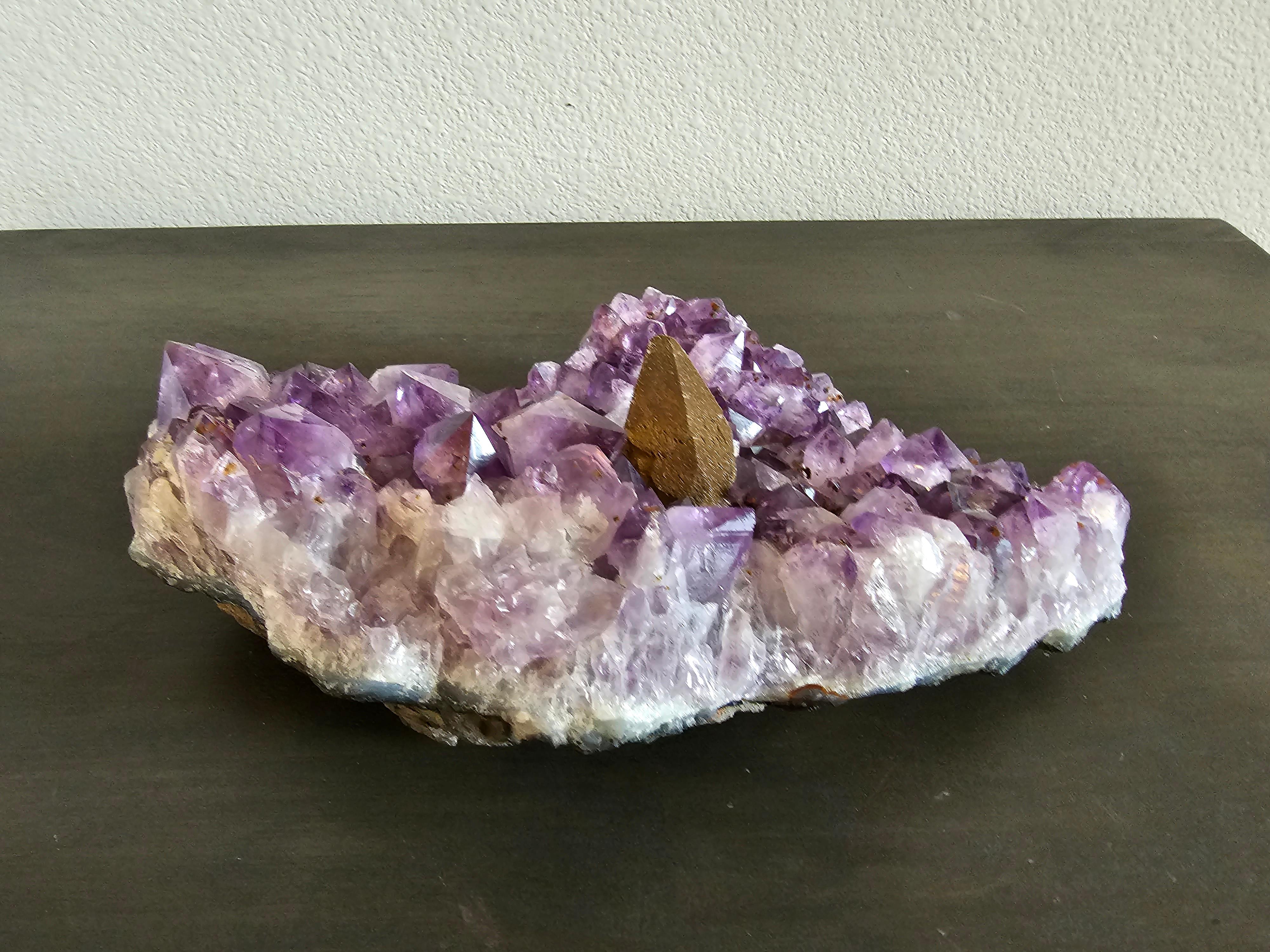 Purple Amethyst Crystal Cluster Slab Calcite Hematite Spike  For Sale 5