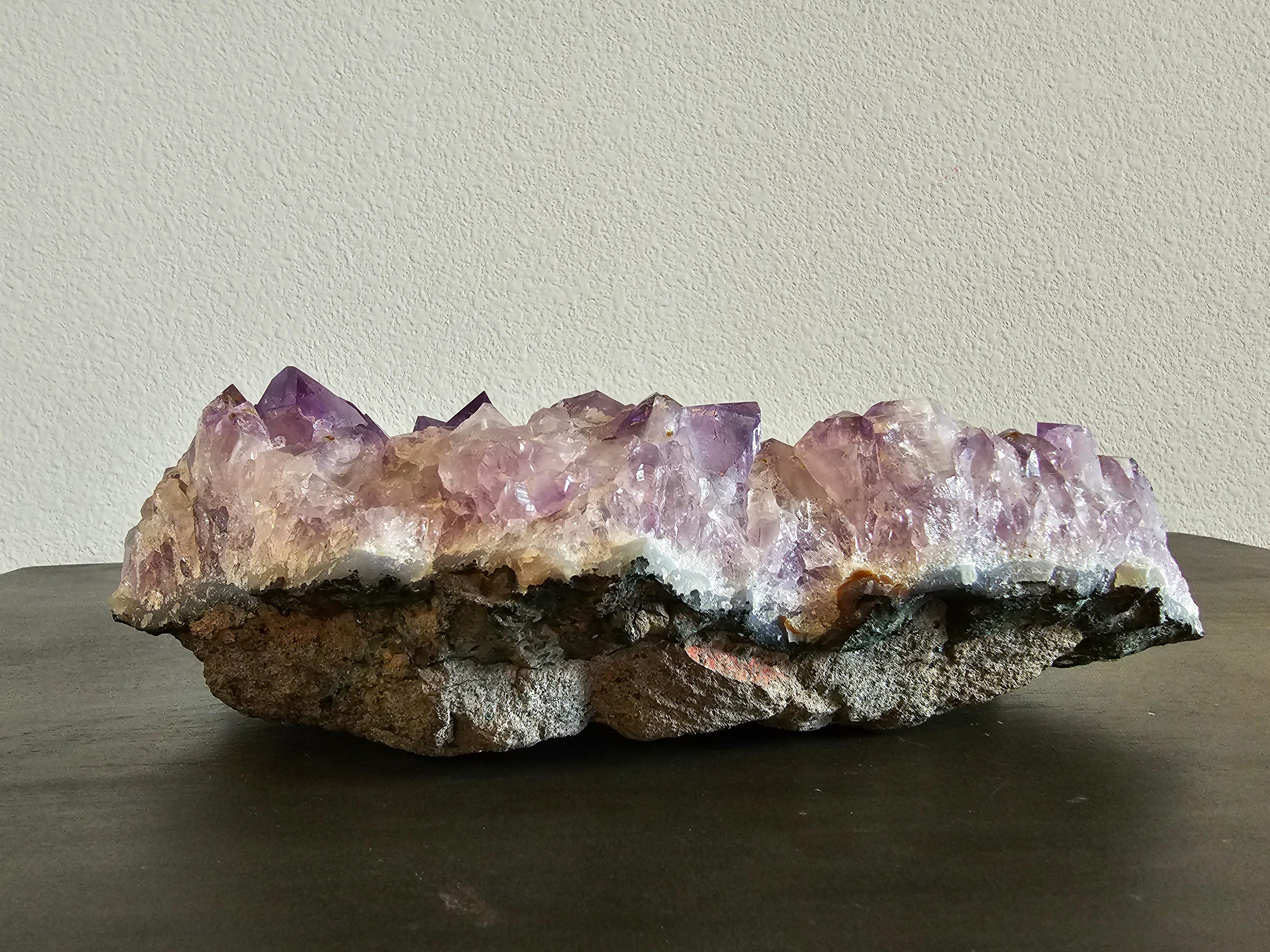 Purple Amethyst Crystal Cluster Slab Calcite Hematite Spike  For Sale 6