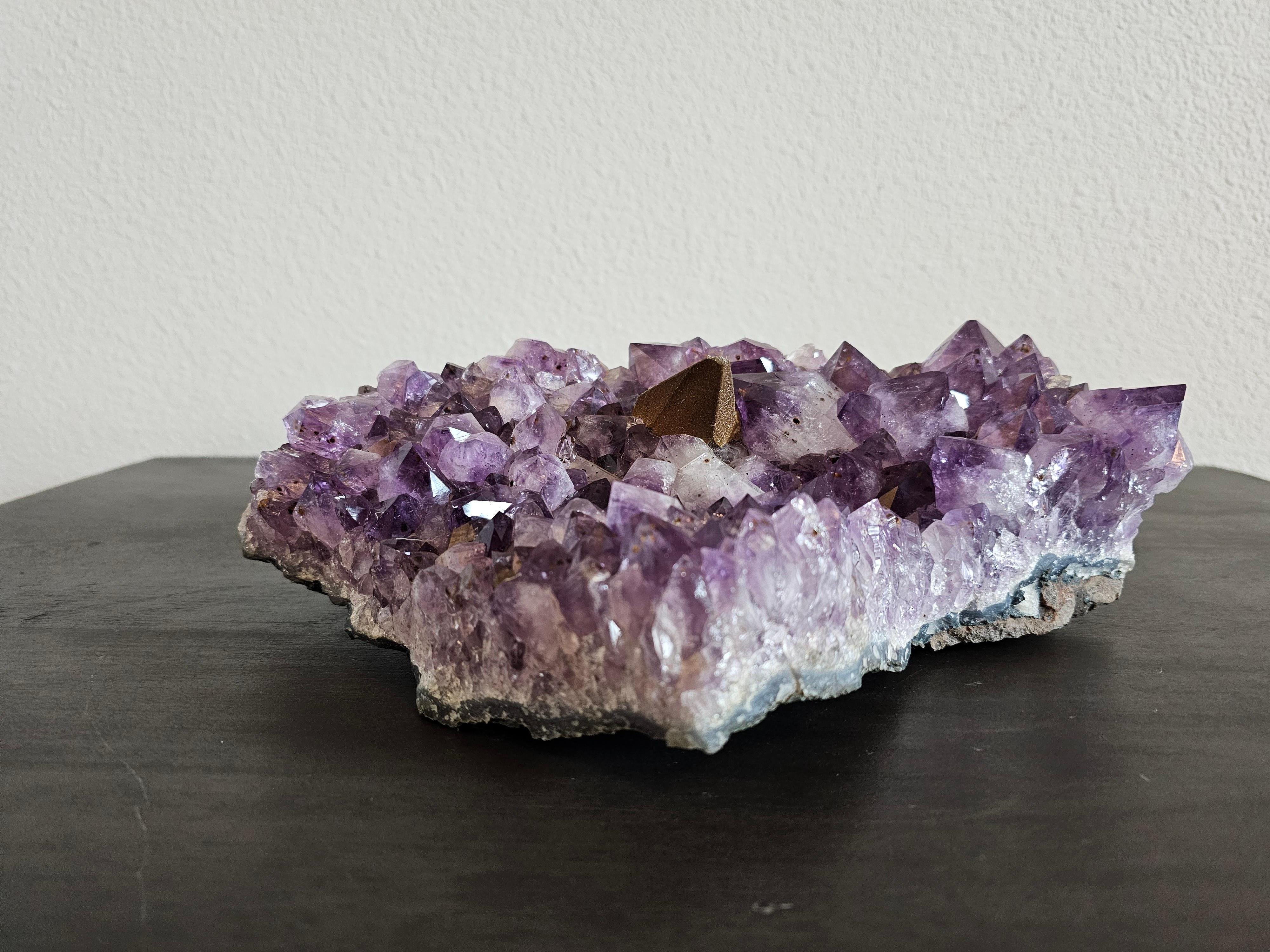 Purple Amethyst Crystal Cluster Slab Calcite Hematite Spike  For Sale 7