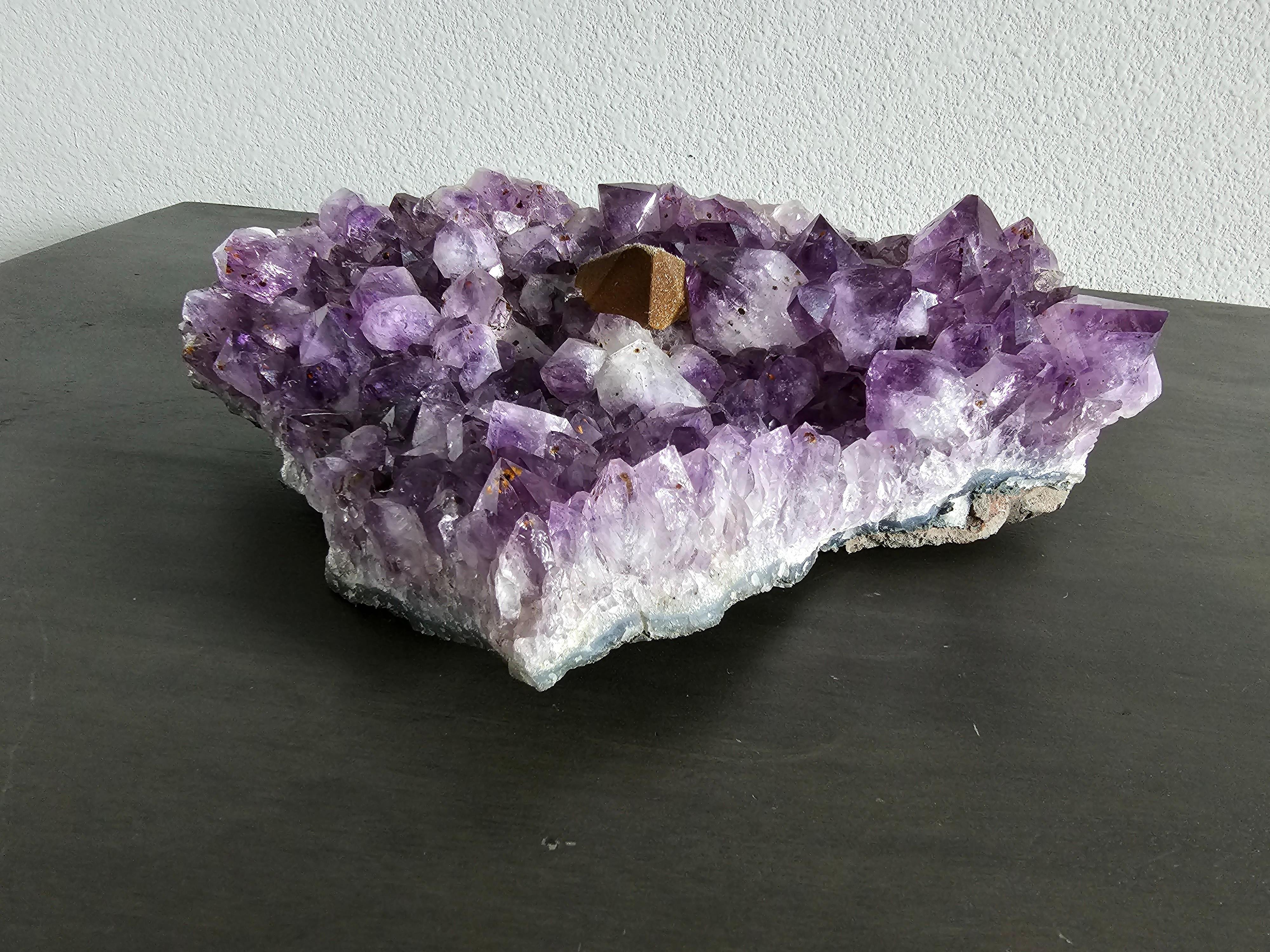 Purple Amethyst Crystal Cluster Slab Calcite Hematite Spike  For Sale 8