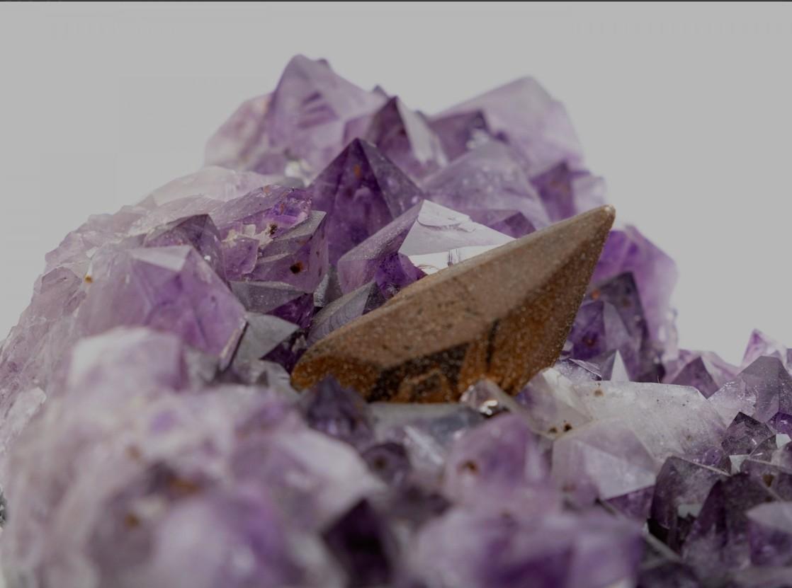 Purple Amethyst Crystal Cluster Slab Calcite Hematite Spike  For Sale 9