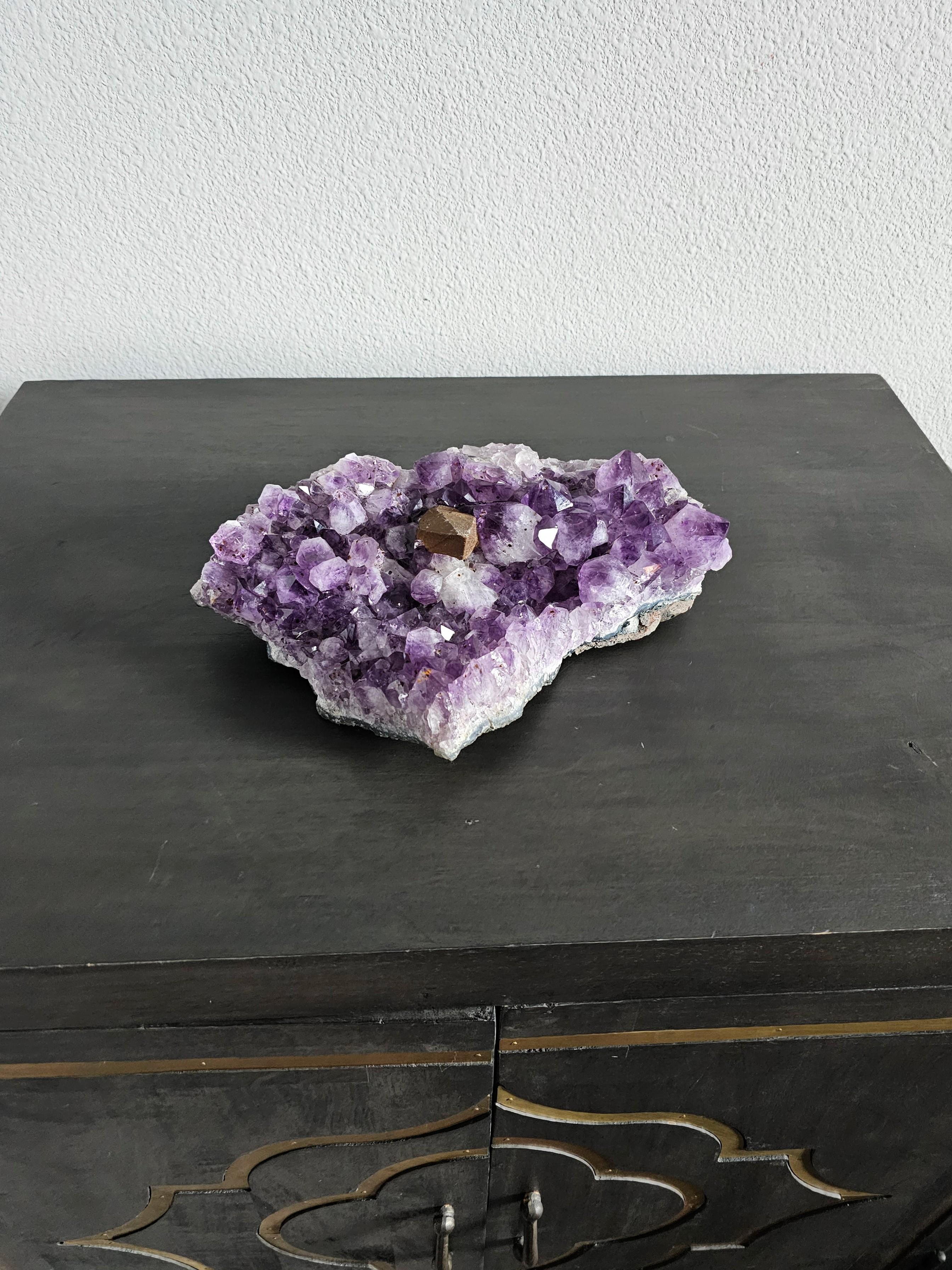 Purple Amethyst Crystal Cluster Slab Calcite Hematite Spike  For Sale 10
