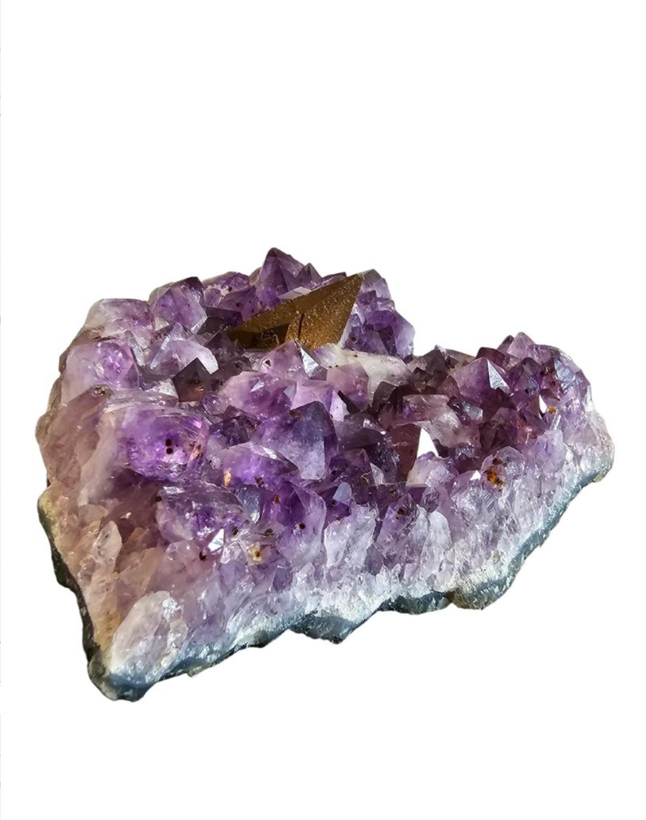 Purple Amethyst Crystal Cluster Slab Calcite Hematite Spike  For Sale 11