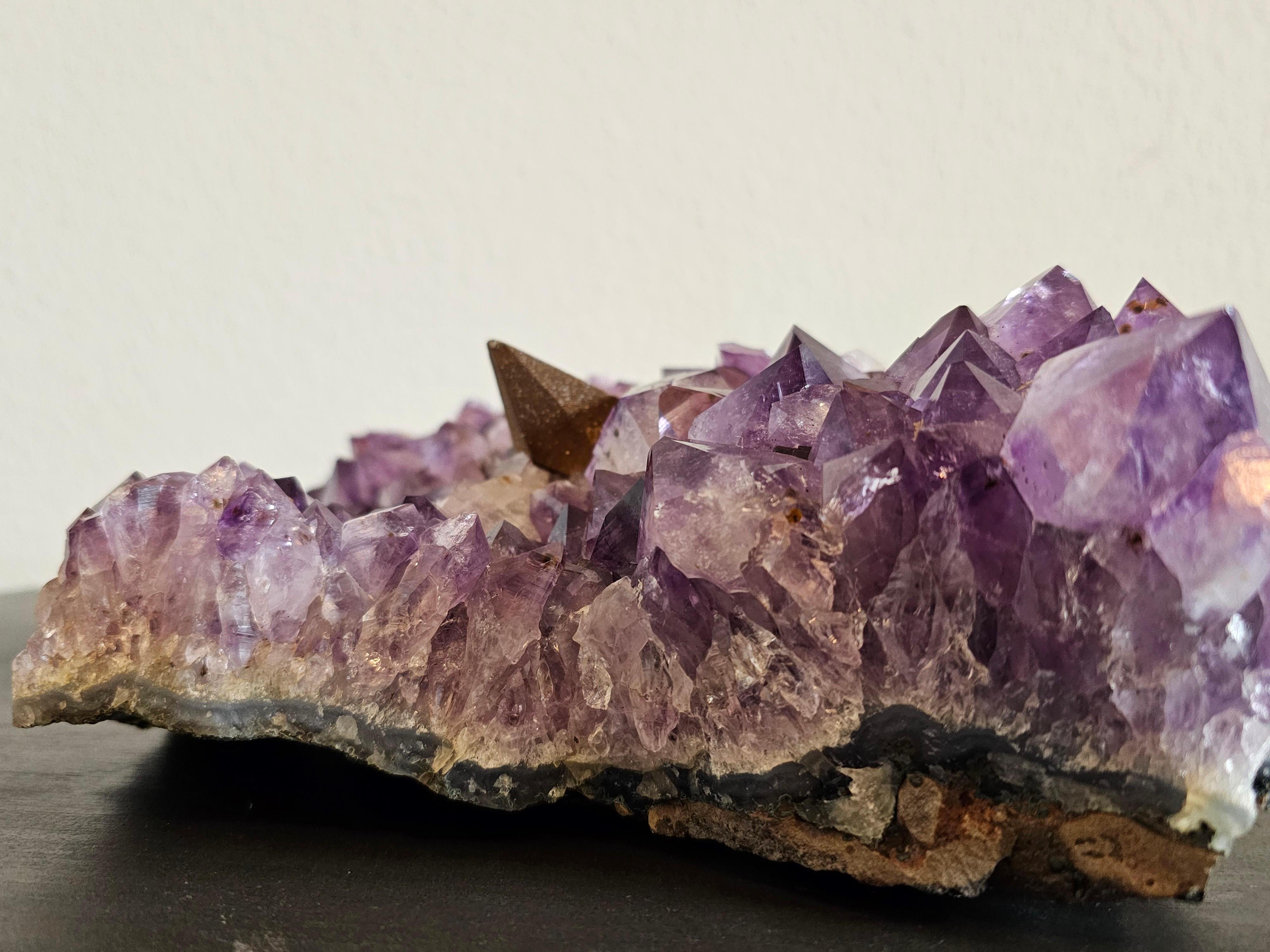 Purple Amethyst Crystal Cluster Slab Calcite Hematite Spike  For Sale 1