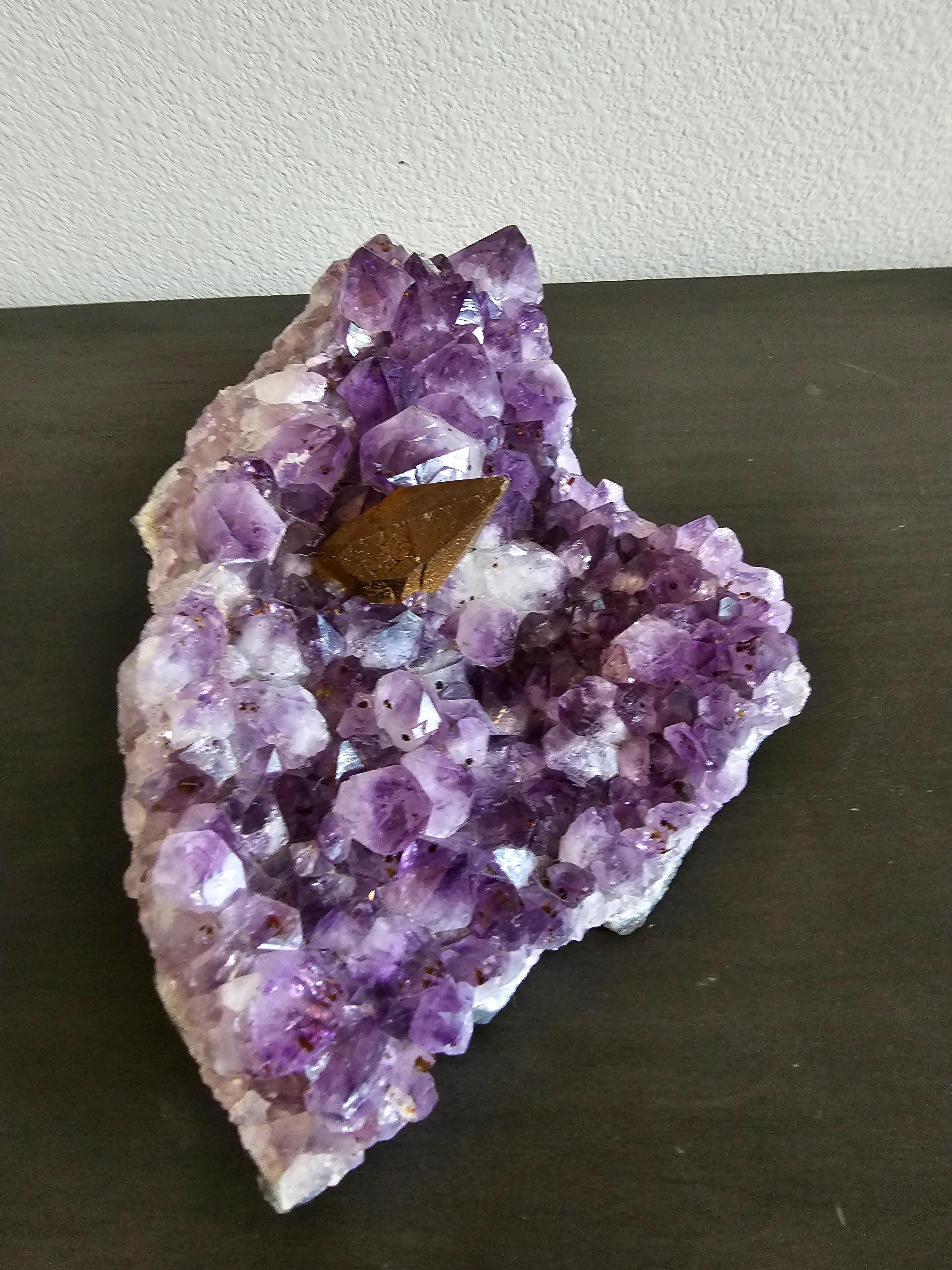 Purple Amethyst Crystal Cluster Slab Calcite Hematite Spike  For Sale 3