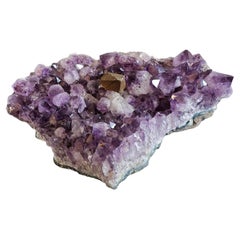Épingle à nourrice en cristal d'améthyste violette et grappe de calcite hematite 