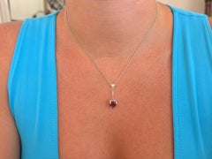 Lila Amethyst-Diamant-Tropfen-Anhänger-Halskette 14k Weißgold