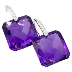 Purple Amethyst Earrings in Sterling Silver 