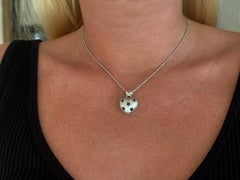 Collar Corazón 3D Tachonado Flor Amatista Violeta Oro Blanco 14k