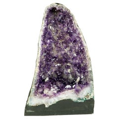 Purple Amethyst Geode with Rare Sparkly Flower-Like Druzy Formation and Calcite