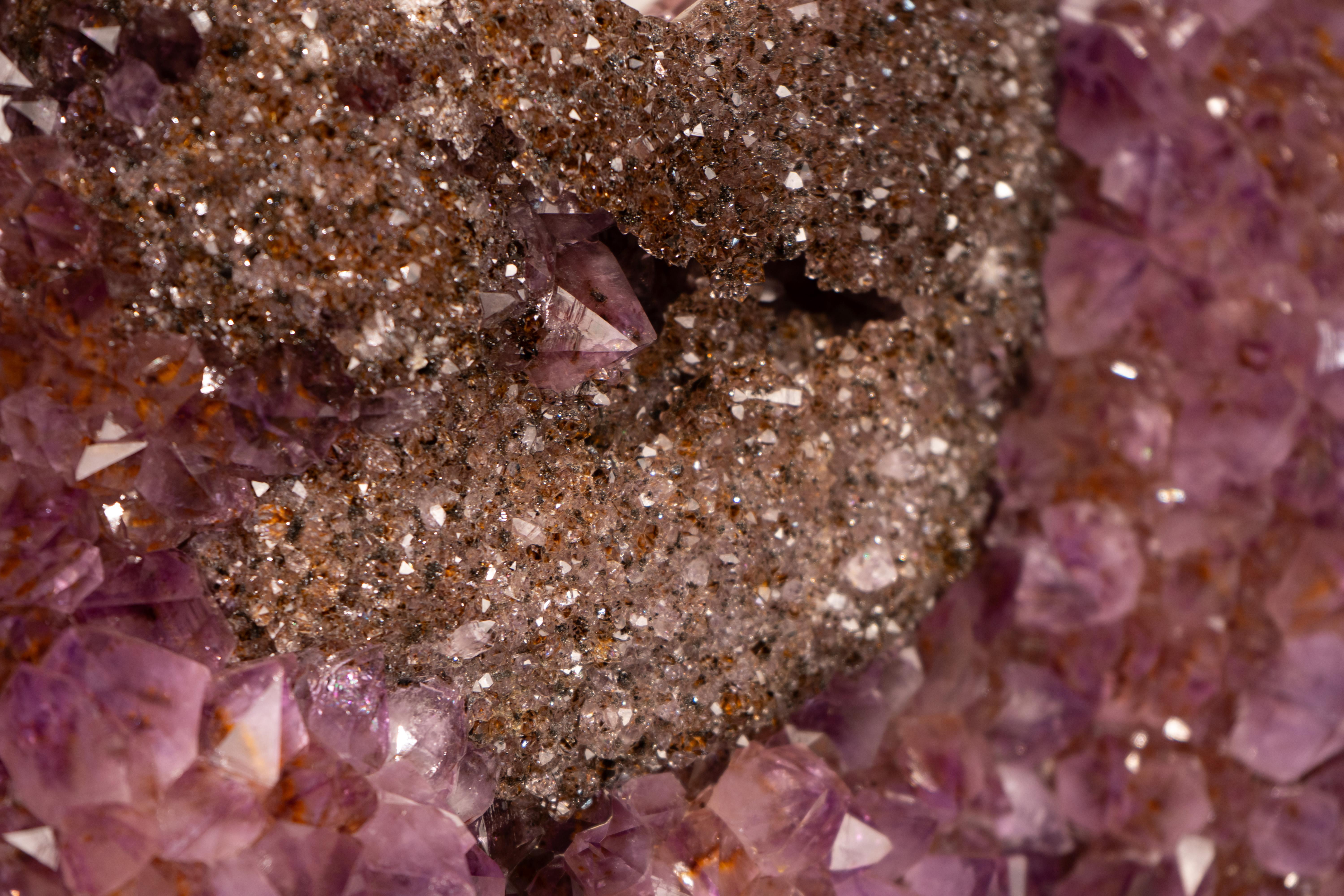 Purple Amethyst Heart with Sparkly Galaxy Druzy Nest, Large Size Crystal Decor en venta 5
