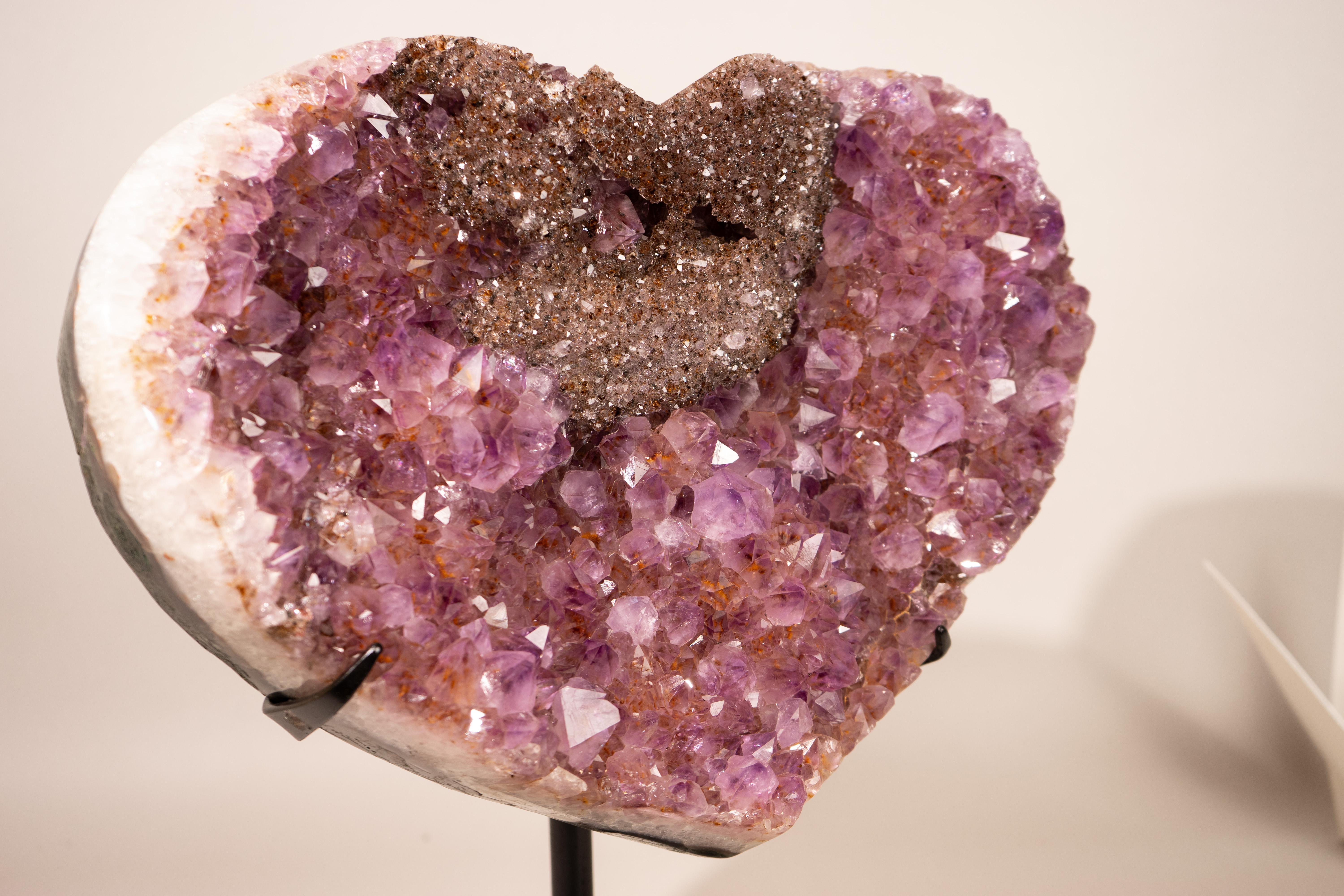 Purple Amethyst Heart with Sparkly Galaxy Druzy Nest, Large Size Crystal Decor en venta 6