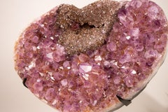 Purple Amethyst Heart with Sparkly Galaxy Druzy Nest, Large Size Crystal Decor