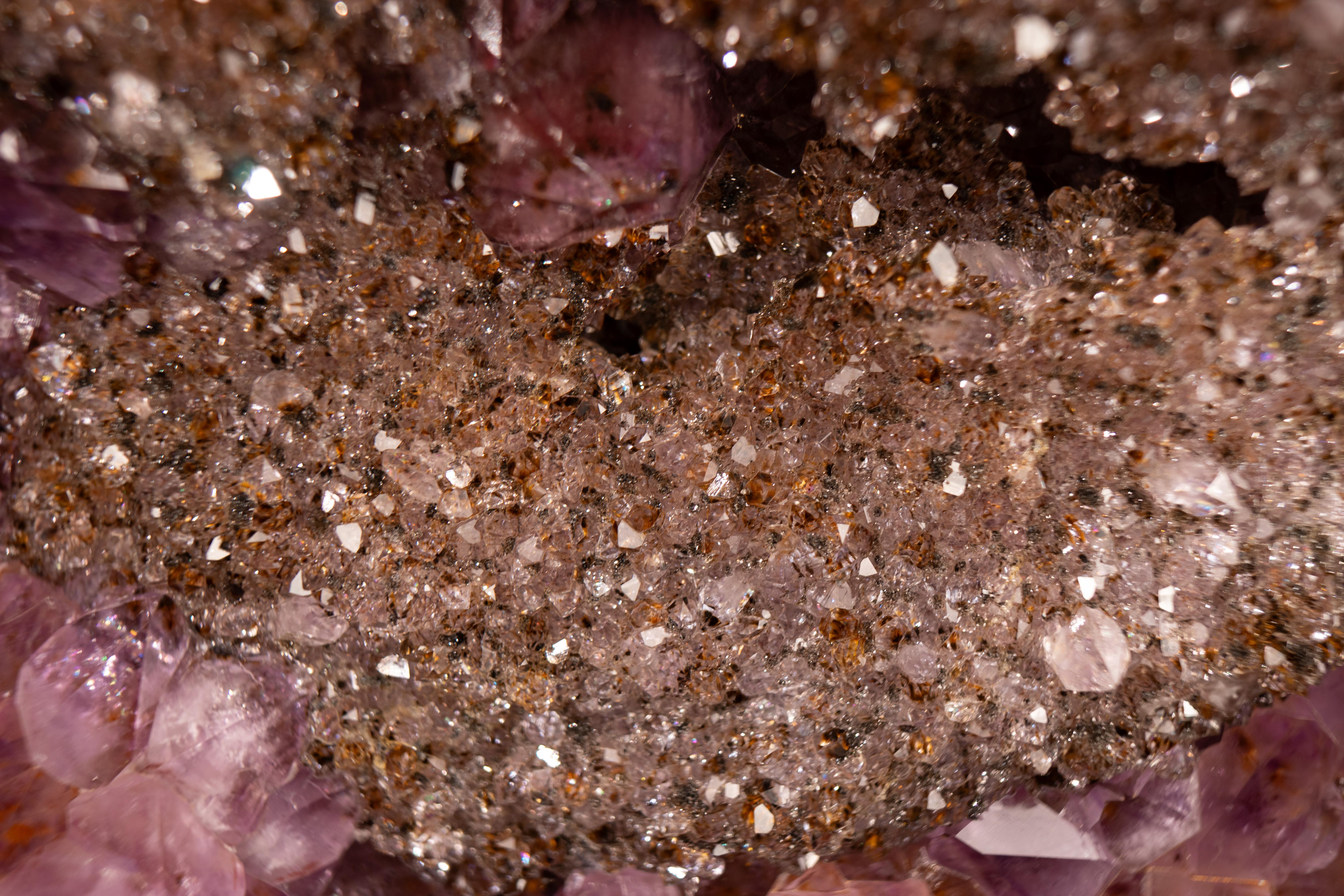 Purple Amethyst Heart with Sparkly Galaxy Druzy Nest, Large Size Crystal Decor en venta 2