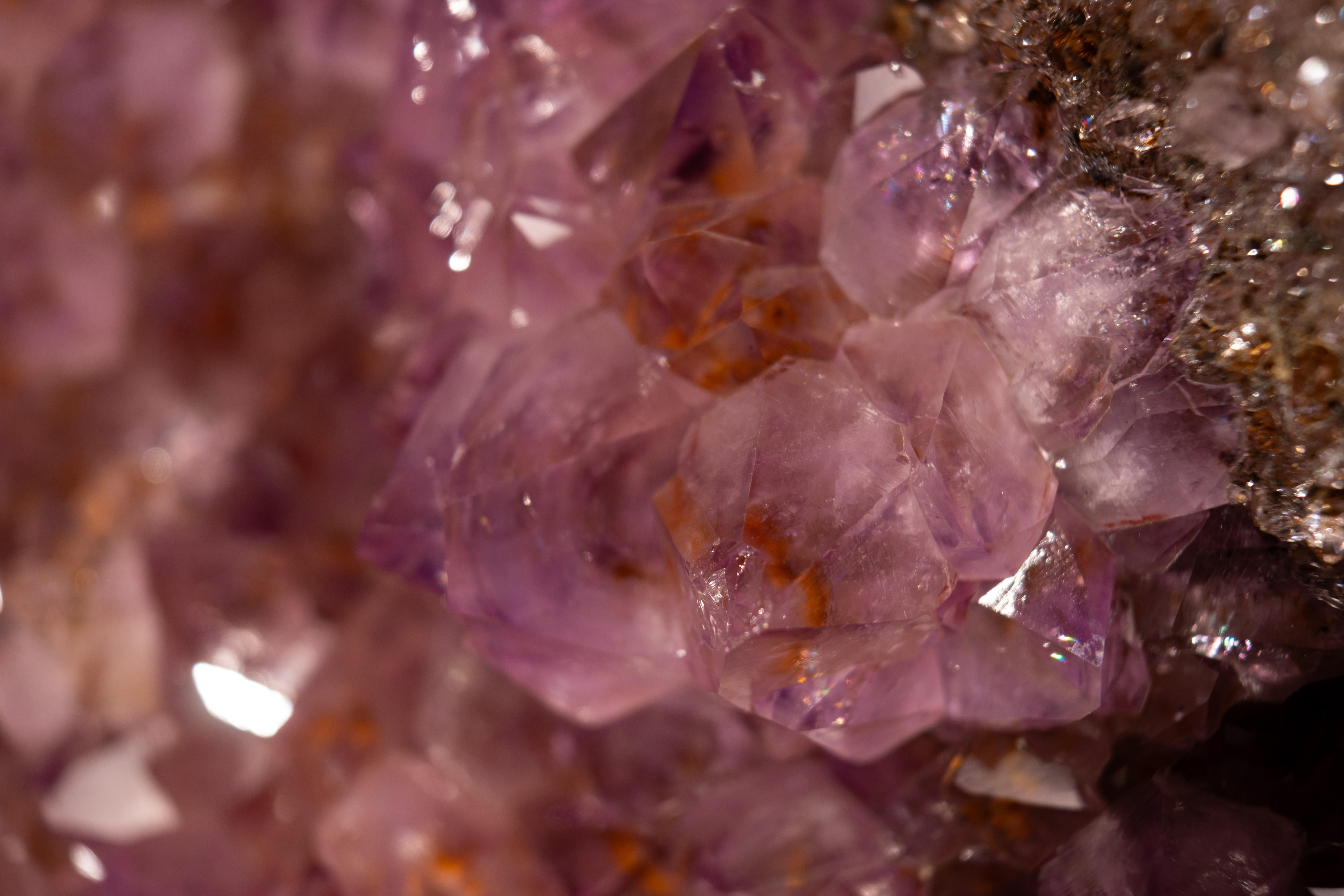 Purple Amethyst Heart with Sparkly Galaxy Druzy Nest, Large Size Crystal Decor en venta 3