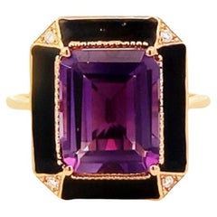 Maurice Fine Jewelry - Anillo Amatista Violeta y Esmalte Negro