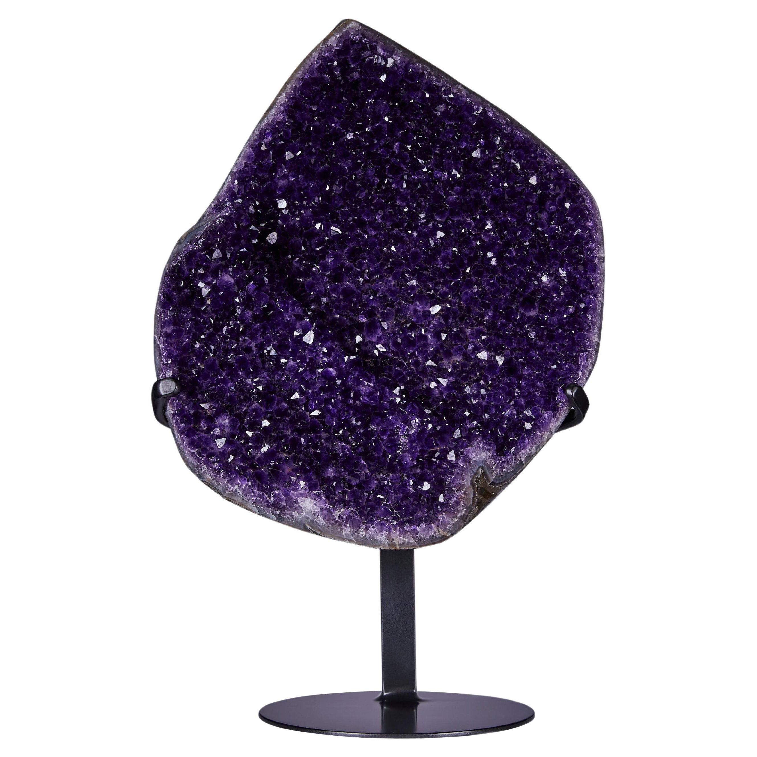 Purple Amethyst shell-like geode Decorative Object Sculpture Crystal Rock For Sale