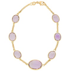 Purple Amethyst Spectacle Chain Bracelet Set in 18 Karat Yellow Gold