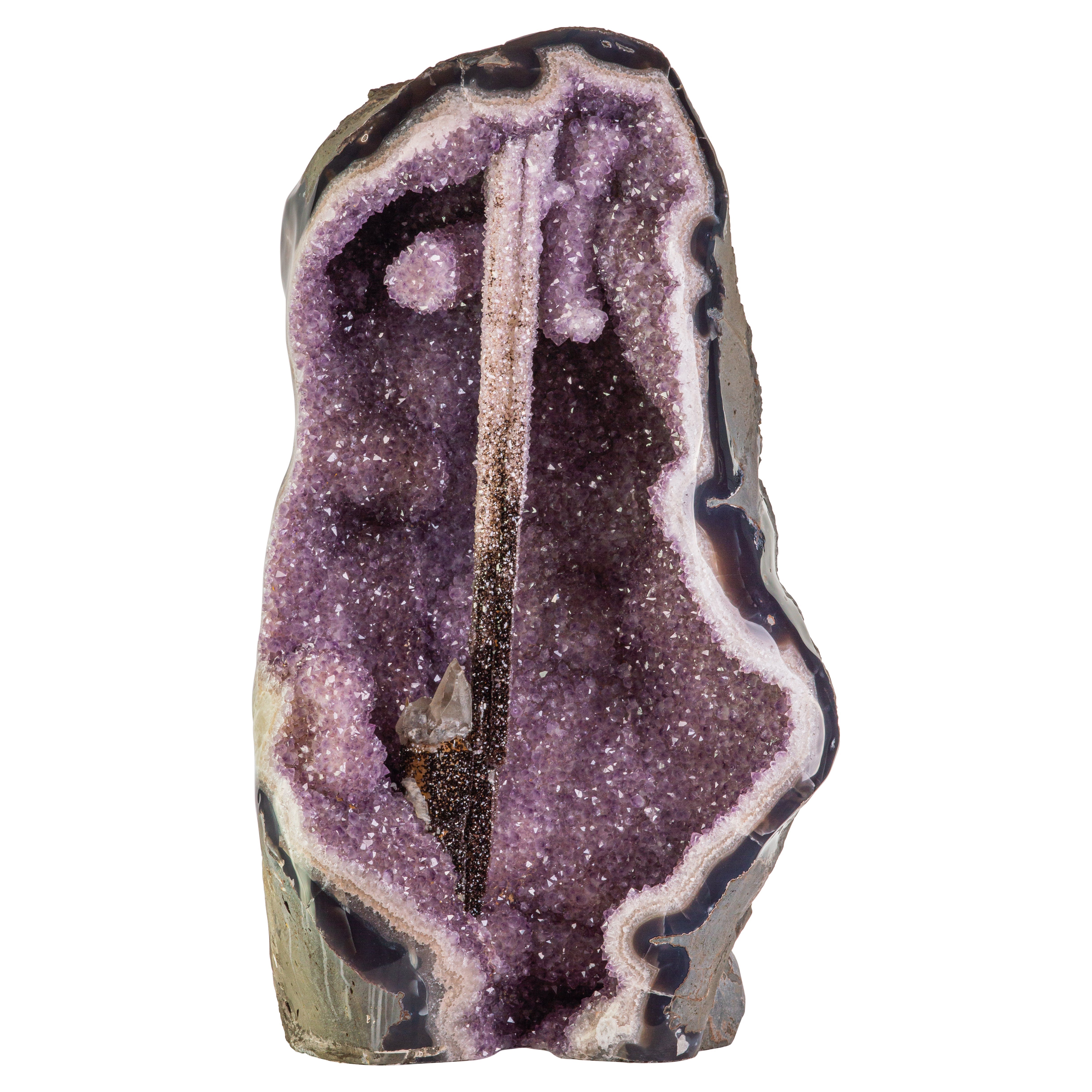 Purple Amethyst White Calcite Agate Quartz Decorative Object Crystal Rock Table