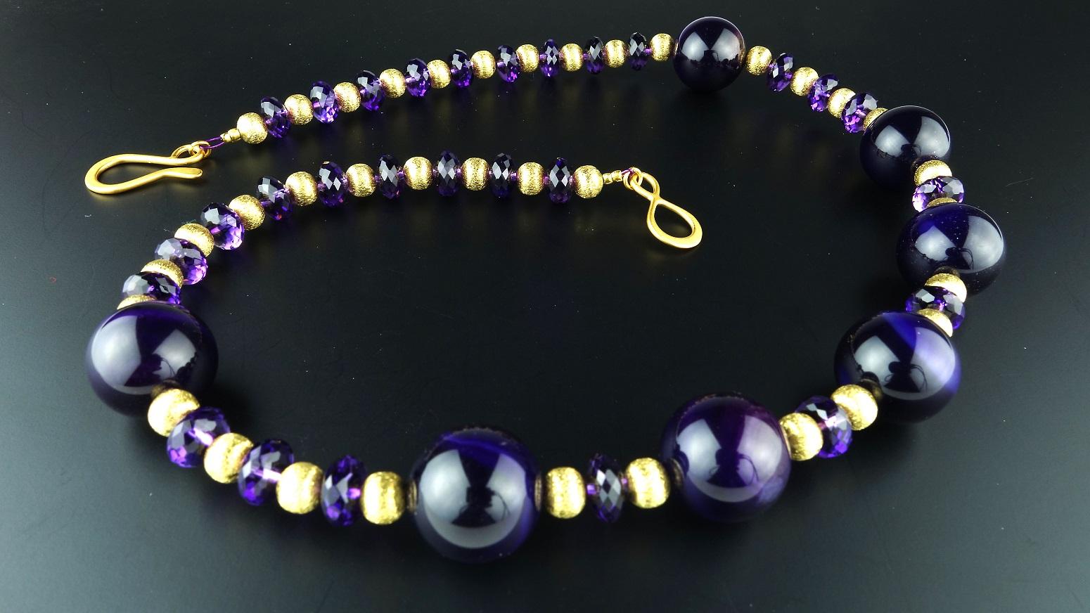 AJD Purple Amethyst with Gold Accents Necklace February Birthstone For Sale 1