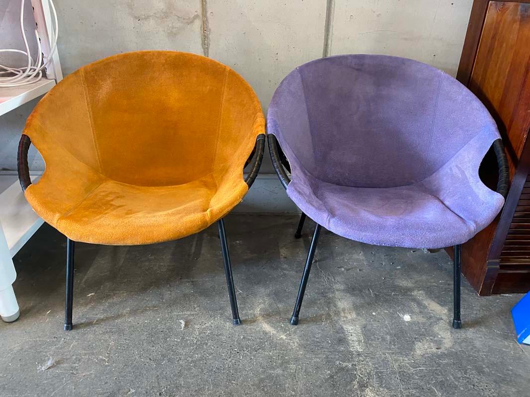 Purple an Orange Balloon Chairs from Lusch & Co., Germany, 1960s 6