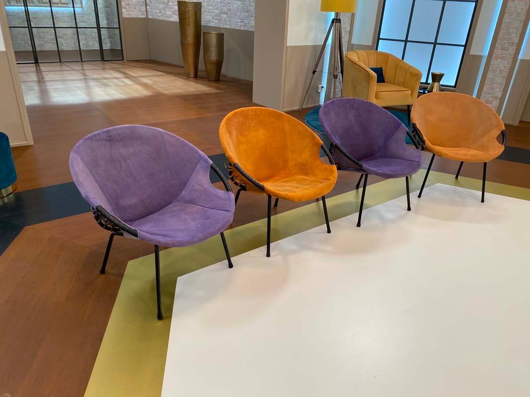 Mid-Century Modern Purple an Orange Balloon Chairs from Lusch & Co., Germany, 1960s