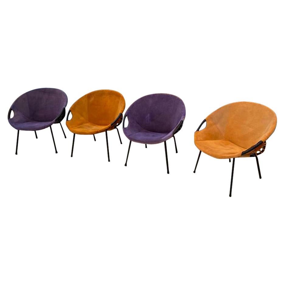 Purple an Orange Balloon Chairs from Lusch & Co., Germany, 1960s