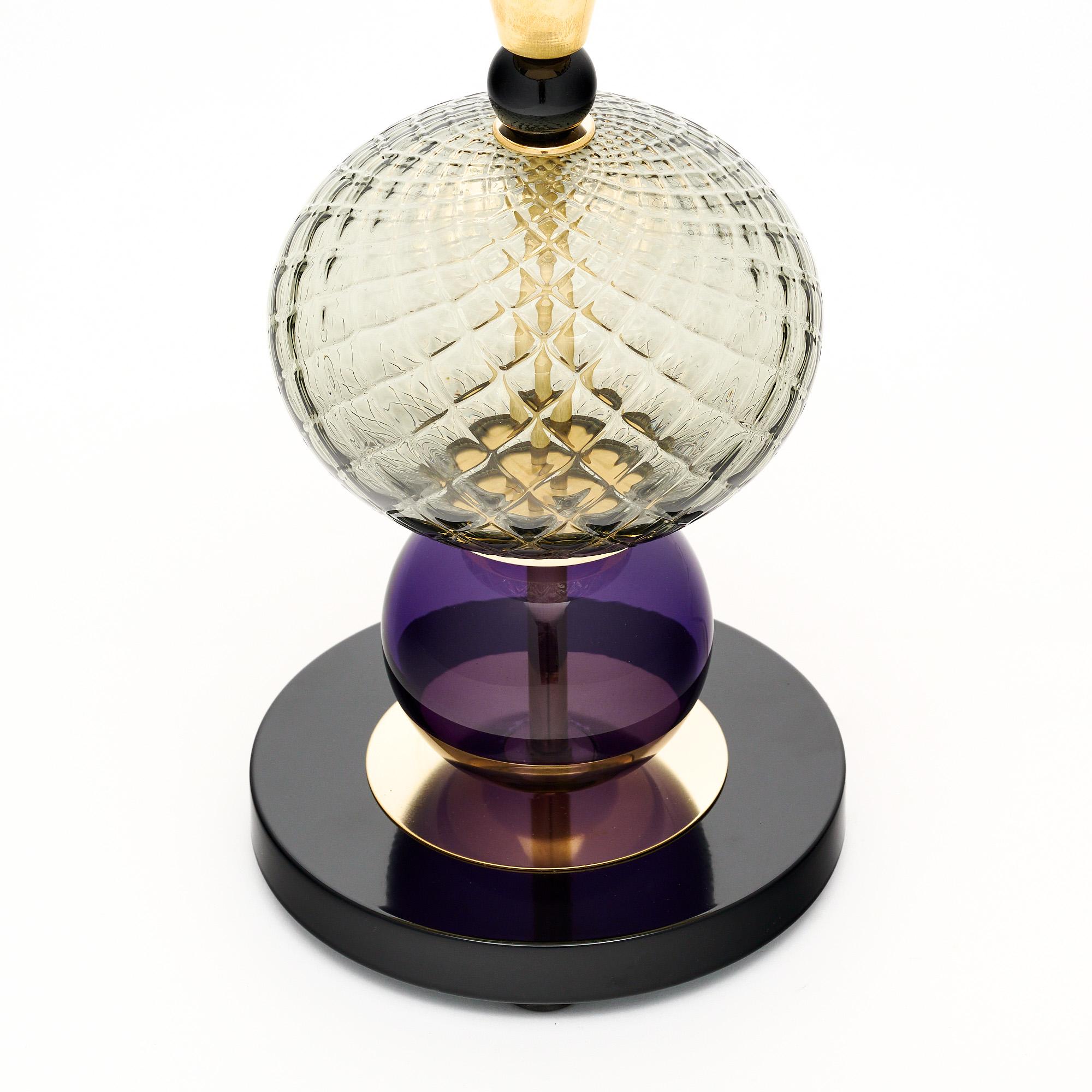 Contemporary Purple and Black Murano Glass Lamps