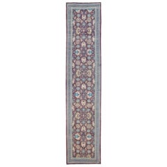 Purple and Blue Contemporary Handmade Wool Turkish Oushak Runner