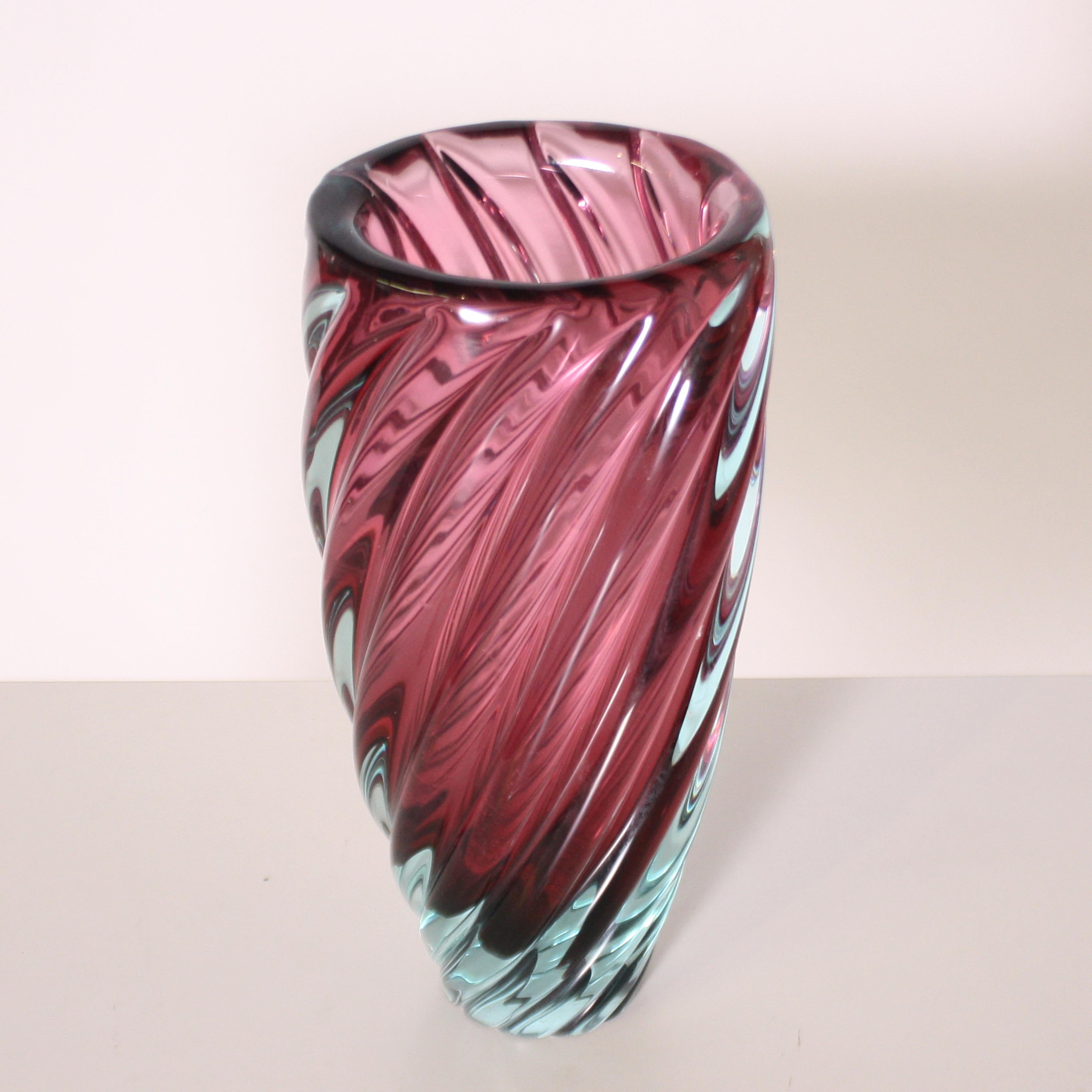 Purple and blue Murano glass vase, circa 1950.
